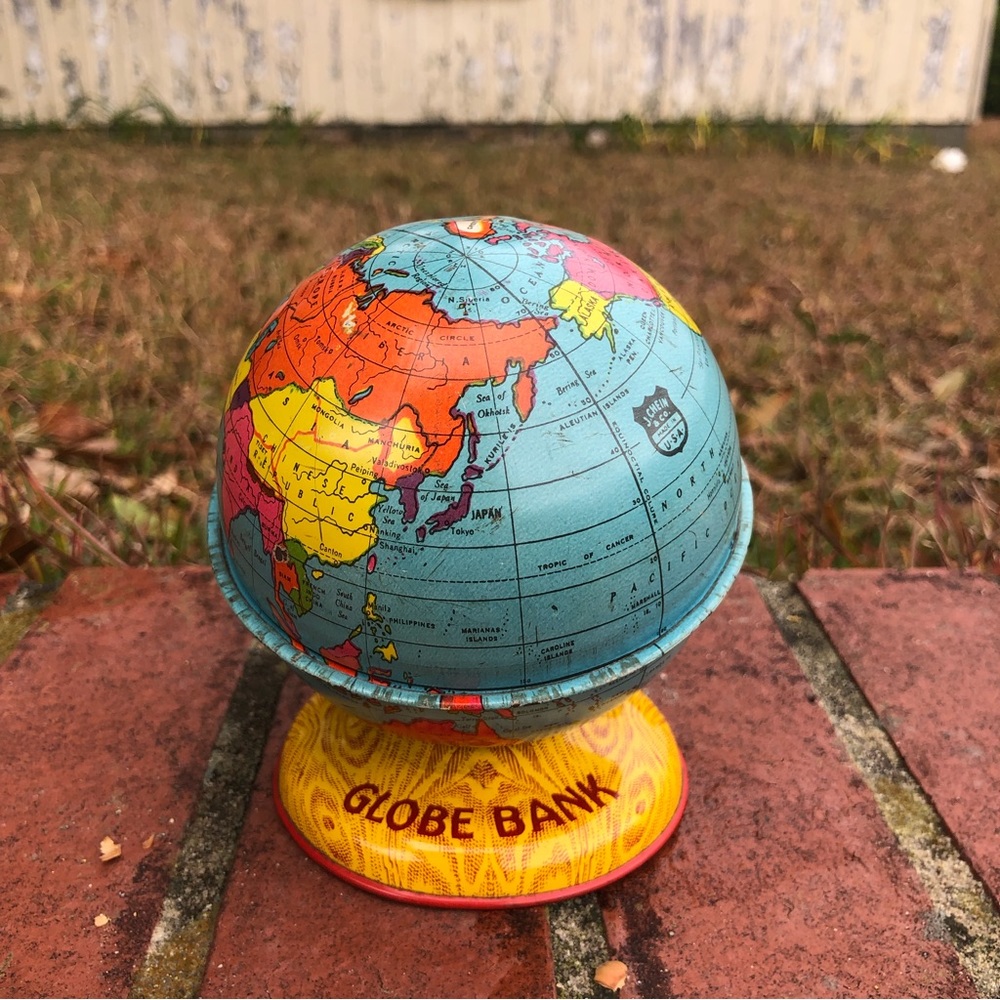 Early 1950’s Vintage Tin World Bank, Made in the USA J Chein & Co (24)